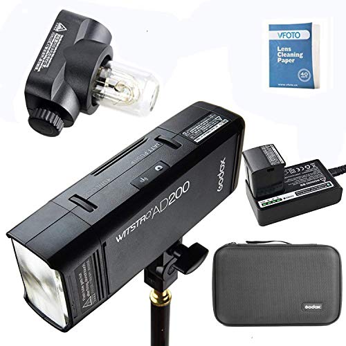 Godox AD200 Neueste 2.4G TTL Tasche Blitzlicht 200Ws TTL HSS 1.8000s Taschenlampe Blitzblitz mit Blitzblitzkopf (GN52), Glühlampe (GN60) für Nikon Canon Sony Fuji Olympus Panasonic Kamera von Godox