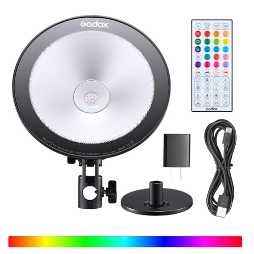 Godox CL10 RGB 10W RGB LED Fotografie Webcasting Ambient Light, mit 36000 wählbaren Farben,39 Spezialeffekte, Unterstützung APP-Steuerung, für Film und Aufnahme von GODOX