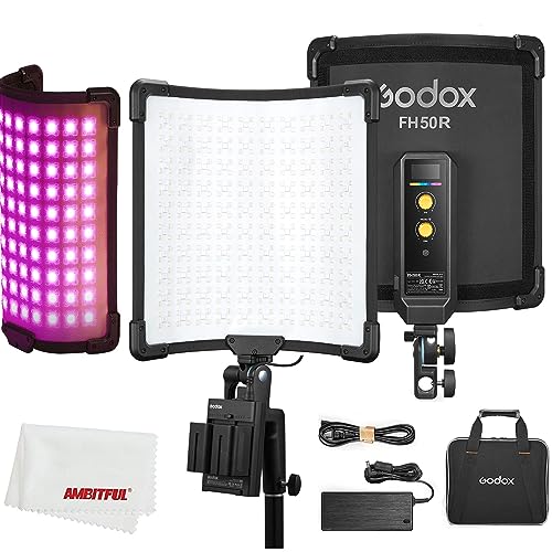Godox FH50Bi/FH50R Flexibles Handheld LED-Licht, CRI≥97/TLCI≥97, Farbe 2800K-6500K, FX-Effekte, 2.4G Wireless Control Distance, für Live Streamer, Content Creators,Videographen und Filmemacher(FH50R) von GODOX