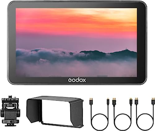 Godox GM6S 5,5 Zoll 4K Kamera-Videomonitor 1200nit Ultraheller 1920 * 1080 IPS Touch-Steuerung HDMI Benutzerdefinierte 3D-LUT Typ-C/DC/Batteriebetrieben mit Sonnenblende für DSLR-Kamera von GODOX