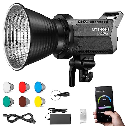 Godox LA200D 230W LED Tageslicht Videoleuchte,5600K CRI 96+ TLCI 97+,101000lux@1m Studiolicht Fotografie mit 8 FX-Effekten Bowens-Montage und APP-Kontrolle für Livestreaming,Video,Youtuber,Studio von GODOX