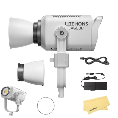 Godox LA600Bi Bi-Color COB-LED-Videoleuchte, 600W LED-Dauerlichtlampe mit Bowens-Halterung, 2800K–6500K CCT, High 95+CRI/TLCL, mit 11 FX-Effekten, für Studio, Videoaufnahmen, Live-Streaming,Farbe Weiß Godox LA600Bi Bi-Color COB-LED-Videoleuchte, 600W LED-Dauerlichtlampe mit Bowens-Halterung, 2800K–6500K CCT, High 95+CRI/TLCL, mit 11 FX-Effekten, für Studio, Videoaufnahmen, Live-Streaming,Farbe Weiß von GODOX