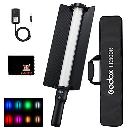Godox LC500R RGB LED Light Stick 0%-100% Helligkeitseinstellung 5800lux@1m CRI96 TLCI98 2500K-8500K Farbtemperatur 14 FX-Effekte, Geeignet für Live-Übertragung, Stillleben, Hochzeit, Videoaufnahmen von Godox