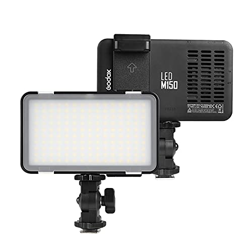 Godox LEDM150 LED-Videolicht 5600K Dimmbare Fotolampe CRI 95+ mit Verstellbarer Telefonhalterung Eingebauter Akku mit 3000 mAh für DSLR-Camcorder mit Einer Breite von 5,5 bis 8,5 cm Godox LEDM150 LED-Videolicht 5600K Dimmbare Fotolampe CRI 95+ mit Verstellbarer Telefonhalterung Eingebauter Akku mit 3000 mAh für DSLR-Camcorder mit Einer Breite von 5,5 bis 8,5 cm von Godox