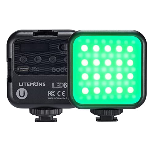 Godox LITEMONS LED6R RGB Videoleuchte, Pocket LED Licht Bicolor 3200K-6500K, CRI 95, 13 Fx Lichteffekte, HSI Modus, Wiederaufladbare RGB Kamera Licht für Aufnahmen, Live-Streaming, Microfilm von GODOX