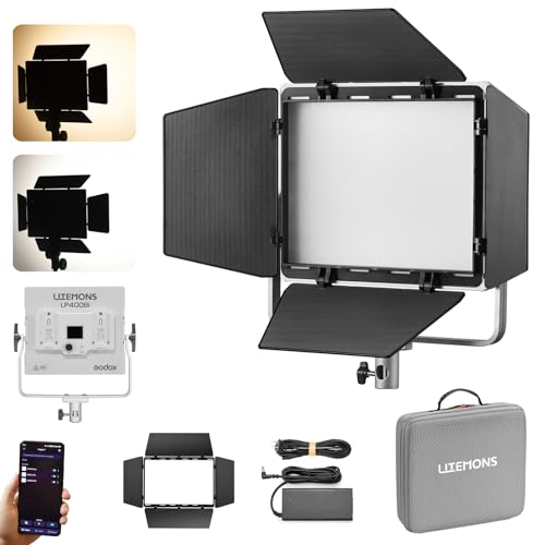 Godox LP400BI LED Video Light Panel,36W dimmbare Bi-Color 2800K-6500K,CRI≥96 TLCI≥96,mit 11 FX Modi,Unterstützung APP Steuerung für Gaming,Streaming Zoom,Studiofotografie,Videoaufnahme (1PCS) von GODOX
