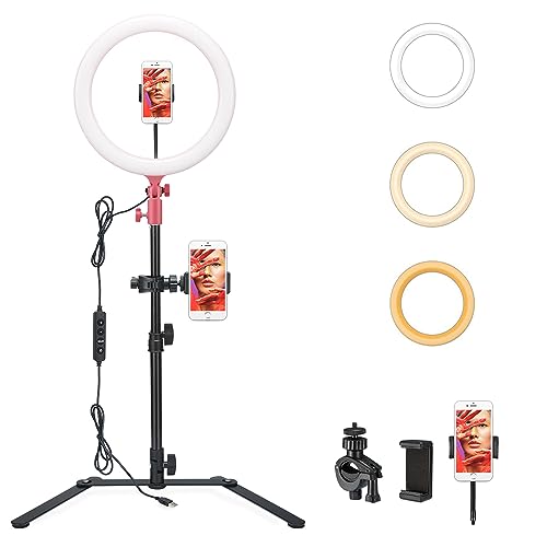 Godox LR120 30,5 cm LED-Ringlicht mit Tisch-Lichtständer und Handy-Clip Makro für Vlogs, YouTube-Videos, Live-Streaming, Studio-Aufnahmen, Selfies, Make-up, Portraitfotografie (Pink) von GODOX