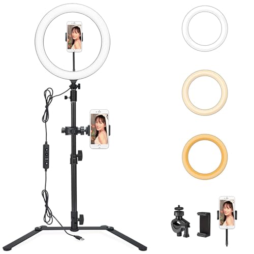 Godox LR120 LED-Ringlicht-Kit 12" Zweifarben-Selfie-Ringlicht Diammable CRI 90+ & TLCI 90+ mit Stativ Smartphone-Stativständer für Make-up, Live-Aufnahme, Videoaufnahme Schwarz von GODOX