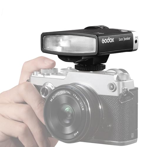 Godox Lux Junior Retro-Stil Kamerablitz, 6000 K ± 200 K GN12 Automatischer und Manueller Modus 1/1–1/64, Godox Blitz Kompatibel mit Canon Nikon Sony Fuji Olympus Blitzschuhkamera Digitalkamera von GODOX