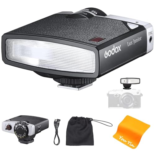 Godox Lux Junior Retro Kamerablitz, GN12 6000 K ± 200 K Automatischer und Manueller Modus 1/1–1/64, Blitz für Canon Nikon Sony Fuji Olympus Blitzschuhkamera Digitalkamera von Godox