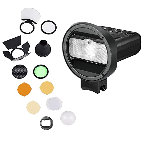 Godox MF-CB und AK-R1 Blitz Zubehör Kit, Honeycomb Grid Color Filter Snoot Barndoor Reflektor für Godox MF12-K2 Godox MF12 Macro Flash von Godox