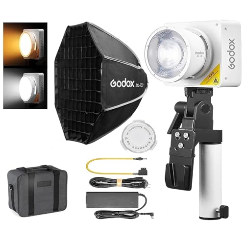 Godox ML100Bi 120W LED Video Licht mit Godox Square Softbox ML-SF50, AK-B02 Handbatterieadapter 2800K-6500K Bi-Color Video Beleuchtung Kit, APP Steuerung, Unterstützung USB-C Aufladung (Kit) von Godox