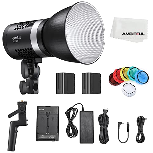 Godox ML30Bi 40W Ihren Händen LED-Videolicht, CRI 96+/TLCI 97+, 21 FX-Effekte,Duale Farbtemperatur mit 2 x NP970 Lithiumbatterien. von GODOX