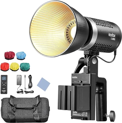 Godox ML60Bi 60 W LED-Licht Duale Temperatur 2800-6500K CRI96 APP-Steuerung mit Griff, Godox-Halterung, Tragetasche Eingebaute 7 Lichteffekte kompatibel mit Softbox, Reflektor, Bowens-Adapter von GODOX