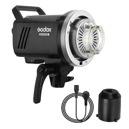 Godox MS200V Studioblitz mit aufgewerteter LED Modellierungslampe, 200W GN53 Bowens Mount Monolight, leicht und tragbar, 2.4G Wireless X System Studio Strobe für Studio Portraitfotografie Godox MS200V Studioblitz mit aufgewerteter LED Modellierungslampe, 200W GN53 Bowens Mount Monolight, leicht und tragbar, 2.4G Wireless X System Studio Strobe für Studio Portraitfotografie von Godox