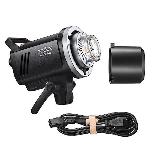 Godox MS300-V, verbessertes 300 W Studioblitzlicht 2,4 G X-System GN58, 0,1–1,8 s, Recyclingzeit, 5600 ± 200 K Blitzlicht mit 10 W LED-Einstelllampe, Bowens-Halterung für Porträt, Mode, Werbung von GODOX