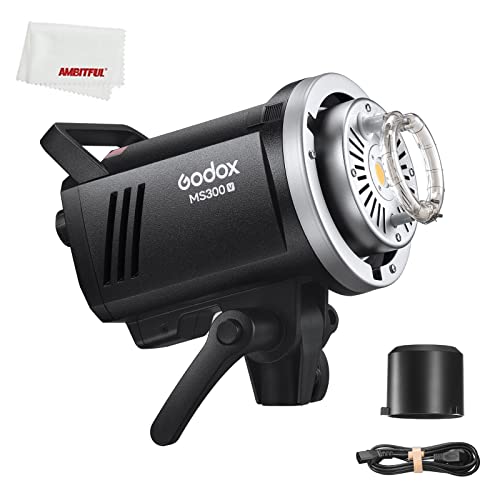 Godox MS300-V MS300V 300W Studio Strobe Flash, 5800K±200K, 2.4G drahtloses System, LCD-Panel, mit LED-Modellierungslampe, Recyclingzeit 0.1～1.8S, Bowens Mount Monolight für Fotografie Taschenlampe von GODOX