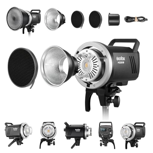 Godox MS300V 300W Strobe Light Professional Studio Flash Strobe kit 2,4 G X-System mit LCD-Panel 0,1–1,8 s Recyclingzeit, 5600 ± 200 K Blitzlicht mit LED-Einstelllampe für Porträt, Mode, Werbung Godox MS300V 300W Strobe Light Professional Studio Flash Strobe kit 2,4 G X-System mit LCD-Panel 0,1–1,8 s Recyclingzeit, 5600 ± 200 K Blitzlicht mit LED-Einstelllampe für Porträt, Mode, Werbung von GODOX