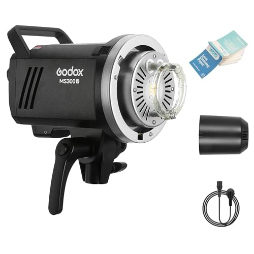 Godox MS300V 300W Studioblitz mit aufgewerteter LED Modellierungslampe 2.4G Drahtlos X-System 5800±200K 0.1~1.8S Recyclingzeit mit 10W LED Modellierlampe Für Studio, Portrait, Commercial Photography von GODOX