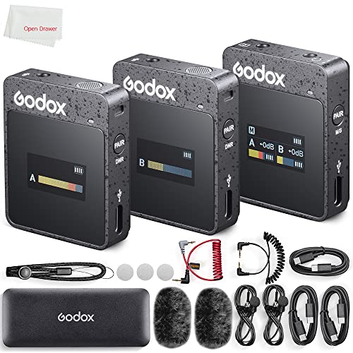 Godox MoveLink M2 II Microphone, Wireless Lavalier Mic, Compatible DSLR Cameras, Camcorders, Smartphones for photography, Vlog, Filmmaking, Interviewer, with 2 Transmitter 1 Receiver (MovieLink M2 II) von GODOX