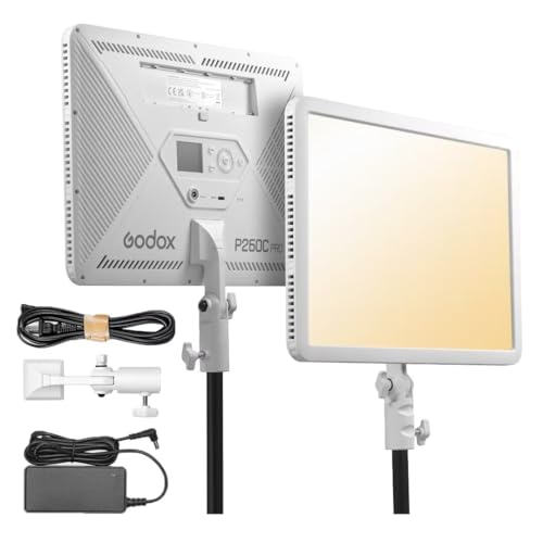 Godox P260C Pro LED-Panel-Videoleuchte, 45 W, zweifarbig, 2800 K-6500 K, mit NFC-App-Steuerung, CRI 98+, TLCI 98+ Godox P260C Pro LED-Panel-Videoleuchte, 45 W, zweifarbig, 2800 K-6500 K, mit NFC-App-Steuerung, CRI 98+, TLCI 98+ von GODOX