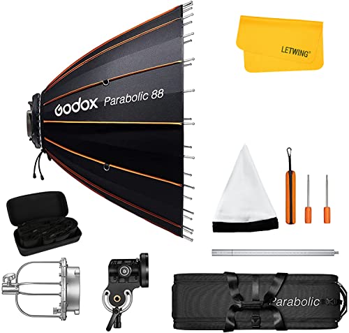 Godox Parabolic P88 Kit Softbox Parabolic Light Focusing System Soft Umbrella und Gitter Diffusor für Godox Bowens Mount LED Blitz von GODOX