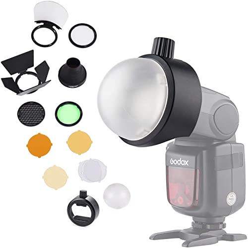 Godox S-R1 Rundkopf-Zubehöradapter und Godox AK-R1 Diffusor Kit Zubehör, kompatibel mit V860II / V850II / TT685 / TT600 und Anderen Universal-Blitzgeräten für Blitzkameras von Godox