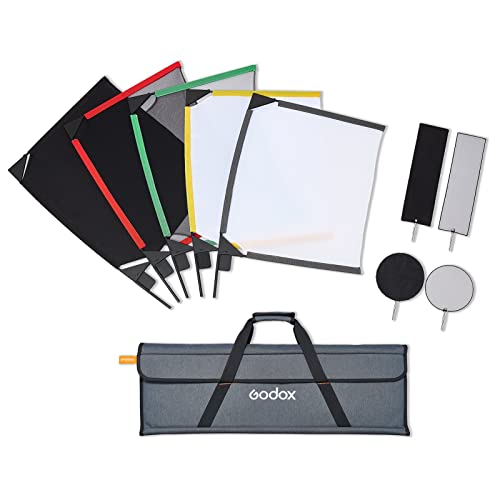 Godox SF4560 Faltbares Scrim-Flaggen-Kit mit 5 Flaggen 45 * 60 cm / 18 * 24 Zoll zum Formen, Blockieren, Diffusieren, Vielseitiges, tragbares Fotografie-Licht-Modifikations-Kit mit Tragetasche von GODOX
