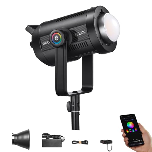 Godox SL150R 165W RGB-LED-Videoleuchten, CCT 2500K-10000K CRI≥95 TLCI≥96, 14 FX-Effekte Studiolicht Bowens Mount Fülllicht für Filmaufnahmen, Porträts, Hochzeiten, Außenaufnahmen, YouTube-Videos von GODOX