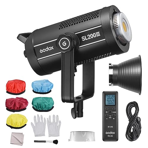 Godox SL200III 215 W Dauerlicht Studio-LED-Videoleuchte 5600 K ± 200 K, dimmbar, CRI96, TLCI97, 8 FX-Lichteffekte, Bowens Mount, APP-Fernbedienung für Porträtprodukt, Live-Streaming von GODOX