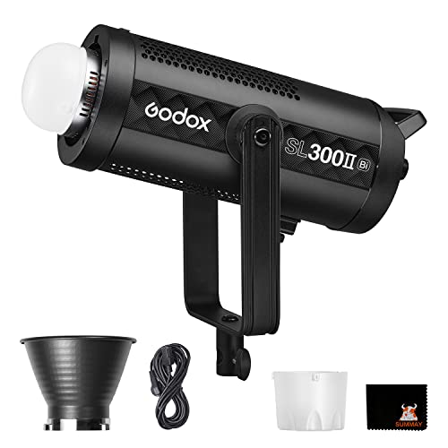 Godox SL300IIBi Zweifarbiges LED-Videolicht 2800-6500K Farbtemperatur 0%-100% Helligkeitseinstellung Silent-Modus, Bowens Mount, Geeignet für Live-Übertragungen, Videos, Porträts Stilllebenaufnahmen von GODOX
