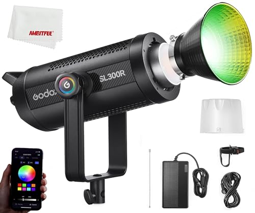 Godox SL300R RGB LED Videolicht, 300W farbenreiches LED-Licht CRI 96 TLCI 96 Rauscharme Wärmeableitung 14 Fx Effekte Multiple, für Neugeborene Fotografie, Porträt, Interview Beleuchtung, Videofilming. von GODOX