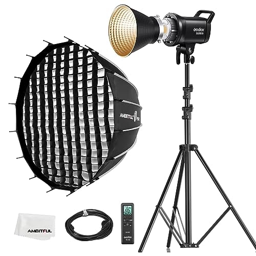 Godox SL60II-Bi LED Video Light 2800K-6500K Bi-Color Continuous Light with APP&Remote Control + PS60 Round softbox with Honeycomb Grid, Light Stand von GODOX