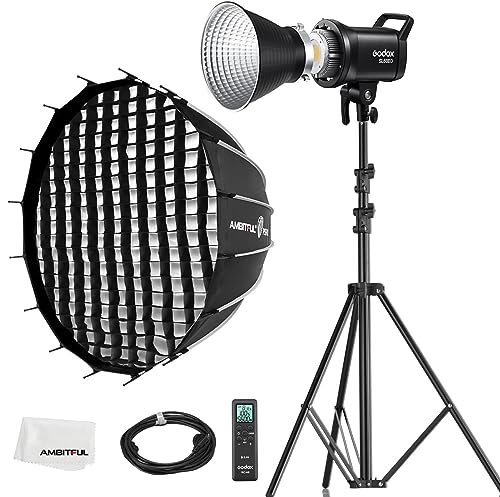 Godox SL60II-D LED Video Light 70W Continuous Light Kit with Bowens Mount with APP&Remote Control + PS60 Round softbox with Honeycomb Grid, Light Stand von GODOX