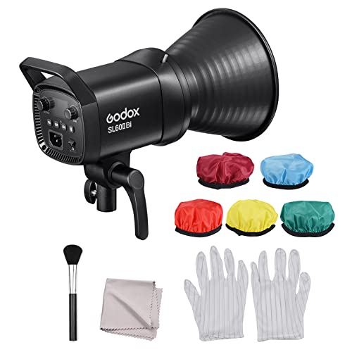 Godox SL60IIBi 75 W LED-Videolicht 2800 K-6500 K,CRI 96+, 11 FX-Lichteffekte Bowens Mount APP / 2,4 G Wireless/On-Board-Steuerung + 5 Stück Diffusortuch + 3-in-1-Reinigungsset für Fotografie von GODOX