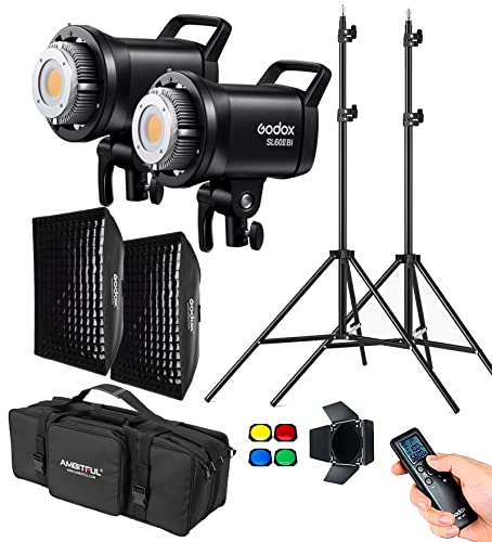 Godox SL60IIBi SL60II-Bi LED-Videoleuchte, 2800K-6500K, CRI96 + TLCI97+, eingebaute 11 FX-Effekte, ultra-leiser Ventilator für Neugeborenen-Fotografie, Portrait, Interview-Beleuchtung, Video-Filmen von GODOX