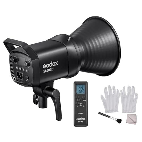 Godox SL60IID 70 W Studio-LED-Videolicht 5600 K ± 200 K,18600 LUX Bowens Mount Dauerlicht 8 FX-Lichteffektmodus APP/On-Board-Steuerung + 3-in-1-Reinigungsset für Fotografie von GODOX