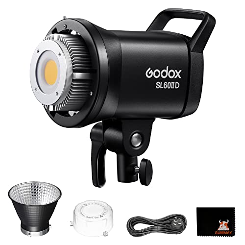 Godox SL60IID 70W LED-Dauervideoleuchte, Bowens Mount 18600 lux @5600K@1m, CRI96 TLCI97, 0% - 100% Helligkeitsanpassung, APP-Steuerung, Geeignet für Interviews, Porträts, Stillleben, Videoaufnahmen von GODOX