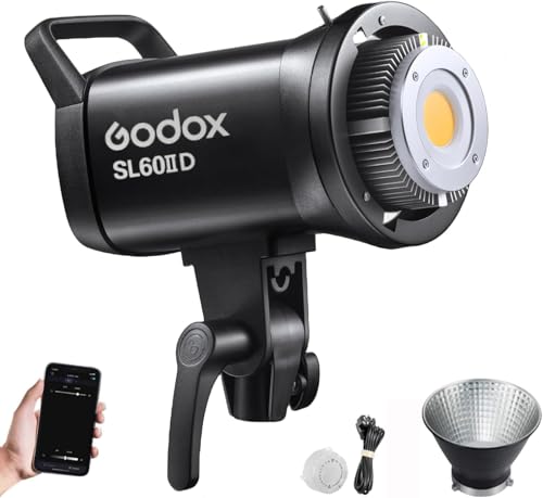 Godox SL60IID 70W LED Video Light, 18600Lux @1M 5600K COB LED Dauerlicht, Bluetooth App & 2.4G Wireless Remote Control 8 Eingebaute Fx Effekte, TLCI/CRI 97+/96+Bowens Mount Studio Light Godox SL60IID 70W LED Video Light, 18600Lux @1M 5600K COB LED Dauerlicht, Bluetooth App & 2.4G Wireless Remote Control 8 Eingebaute Fx Effekte, TLCI/CRI 97+/96+Bowens Mount Studio Light von Godox