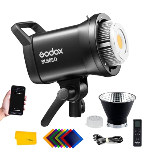 Godox SL60IID LED Video Licht, 70ws 5600K Tageslicht TLCI97+ CRI96+, APP Steuerung, Bowens Mount LED Licht für Live Streaming, Videoaufnahmen, Studio Fotografie von GODOX