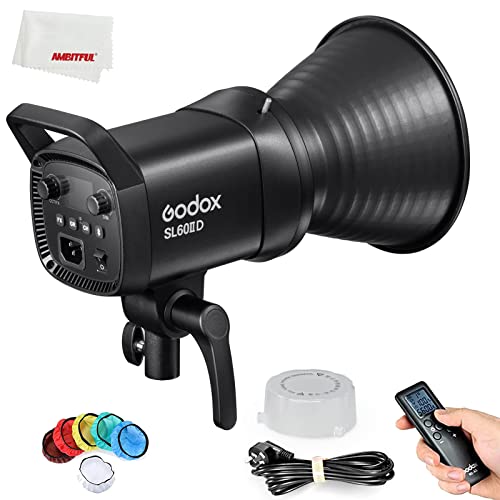Godox SL60IID LED Video Lichter, 5600±200K, CRI96+, TLCI97+, eingebaute 8 FX Effekte, ultraleiser Ventilator für Neugeborene Fotografie, Porträt, Interview Beleuchtung, Videofilming. von GODOX