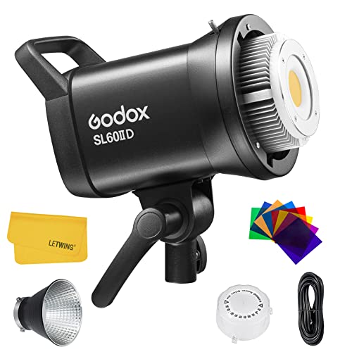 Godox SL60IID SL60II-D LED Video Lichter, 5600±200K, Upgraded CRI 96+, TLCI 97+, eingebaute 8 FX Effekte, ultraleiser Ventilator, White Daylight Continuous Light, Bowens Mount, APP Control von GODOX