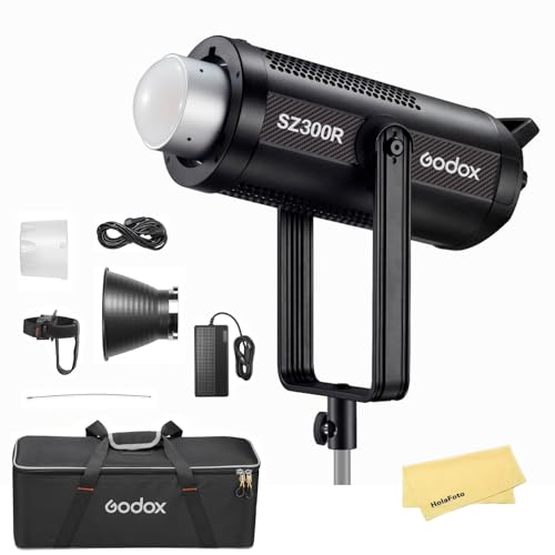 Godox SZ300R Vollfarb-Zoom-Handheld-RGB-LED-Videoleuchte, 300-W-LED-Bowens-Mount-Dauerlichtlampe, 2500K – 10000K CCT, High 96+ CRI/TLCI, mit 14 FX-Effekten, für Videoaufnahmen, Fotografie, Studio Godox SZ300R Vollfarb-Zoom-Handheld-RGB-LED-Videoleuchte, 300-W-LED-Bowens-Mount-Dauerlichtlampe, 2500K – 10000K CCT, High 96+ CRI/TLCI, mit 14 FX-Effekten, für Videoaufnahmen, Fotografie, Studio von GODOX