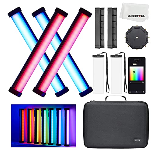 Godox TL30 RGB-Röhrenlicht, CRI 97+ TLCI 99 +, Farbtemperatur 2700K ~ 6500K, 100% Helligkeit (LUX), 13 FX-Effekte, Support-App (Godox TL30 Four lamp kit) von GODOX