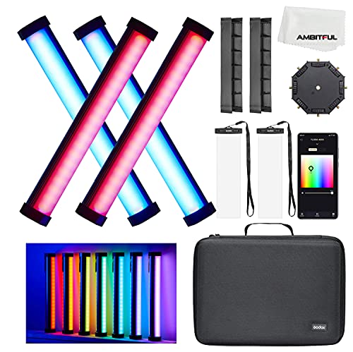 Godox TL30 RGB-Röhrenlicht, CRI 97+ TLCI 99 +, Farbtemperatur 2700K ~ 6500K, 100% Helligkeit (LUX), 13 FX-Effekte, Support-App (Godox TL30 Four lamp kit) von Godox