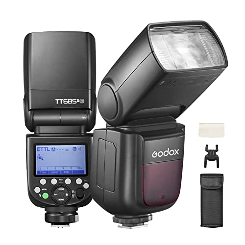 Godox TT685II-C Thinklite E-TTL Kamerablitz, Speedlite Autoflash GN60, 2,4G Drahtlose Übertragung, TCM-Funktion, HSS 1/8000s, Kompatibel mit Canon DSLR Kamera 5D 6D 7D 77D 80D 100D 200D 750D 750D von GODOX
