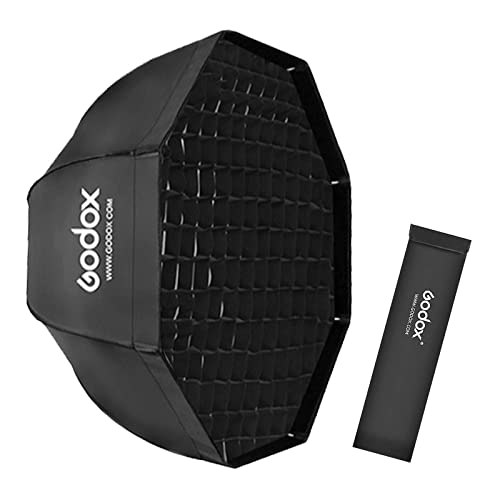 Godox Tragbarer 95 cm Regenschirm, achteckig, Softbox-Reflektor-Set mit Wabenraster und Tragetasche, für Studio-Foto-Blitzlicht von Godox