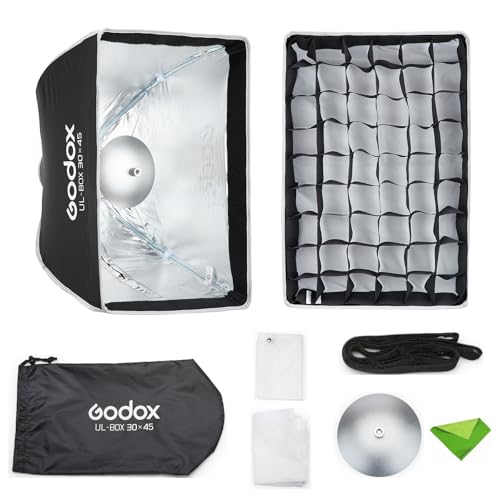 Godox UL-Box 30 x 45 cm rechteckige Softbox, Schirm-Softbox mit Schnellverschluss, Lichtdiffusor mit Bowens-Mount für Blitzlicht und LED-Videoleuchte Godox UL-Box 30 x 45 cm rechteckige Softbox, Schirm-Softbox mit Schnellverschluss, Lichtdiffusor mit Bowens-Mount für Blitzlicht und LED-Videoleuchte von GODOX