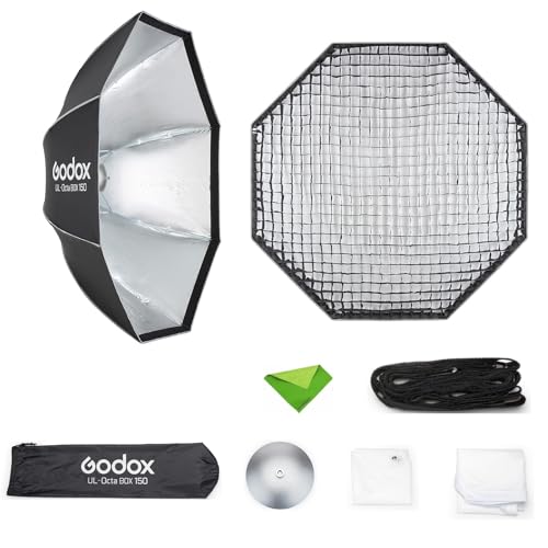 Godox UL-Box Octa-150 59 Zoll/150 cm Octagon-Softbox, Schnellverschluss-Schirm-Softbox, Bowens-Mount-Lichtdiffusor für Stroboskopblitz und LED-Videoleuchte Godox UL-Box Octa-150 59 Zoll/150 cm Octagon-Softbox, Schnellverschluss-Schirm-Softbox, Bowens-Mount-Lichtdiffusor für Stroboskopblitz und LED-Videoleuchte von GODOX