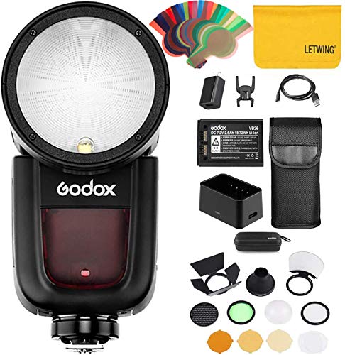 Godox V1-F TTL Rundkopf Kamerablitz Blitzgerät + Godox AK-R1 Flash-Kit kompatibel für Fuji-Kamera von GODOX
